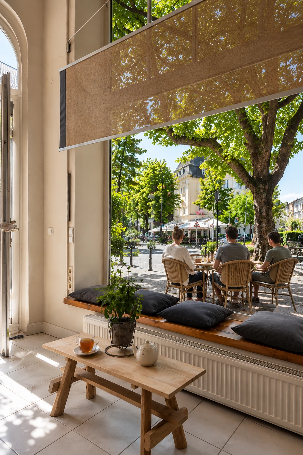 Heller Fensterplatz im Lupercia Salon mit Blick in die Bonner Südstadt